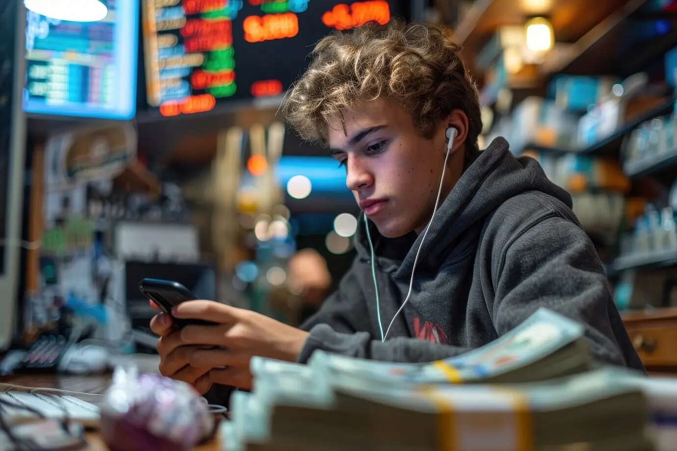 Blick auf einen Mann, der mit Geld und Fonds umgeht, für Wohlstand und Prosperität.